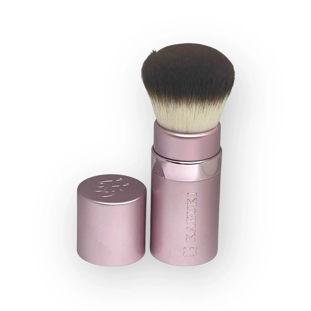 Deadstock: new Too Faced ㋛ Retractable Teddy Bear Hair Kabuki Brush ㋛ Metal Pink